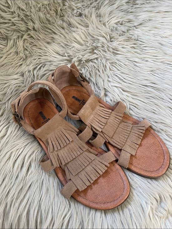 Minnetonka Shoes - Minnetonka Tan Suede Fringe Sandals